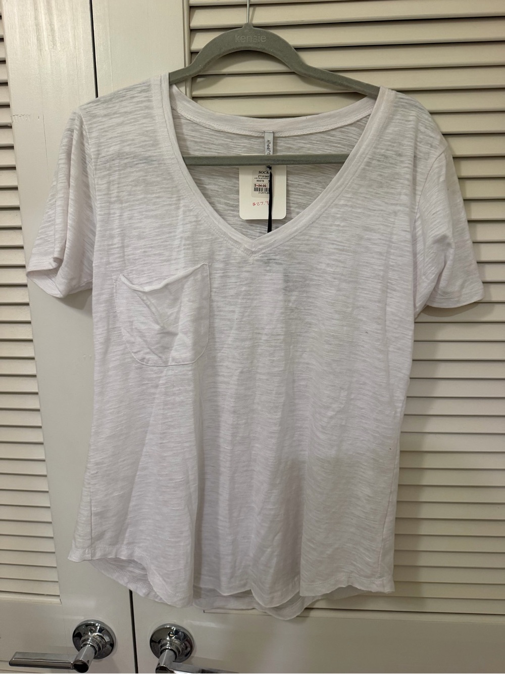 Z Supply White V-Neck Pocket T-Shirt